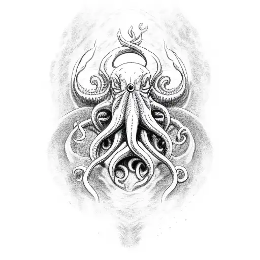 Full Body Cthulhu Coming Out Of Ocean
