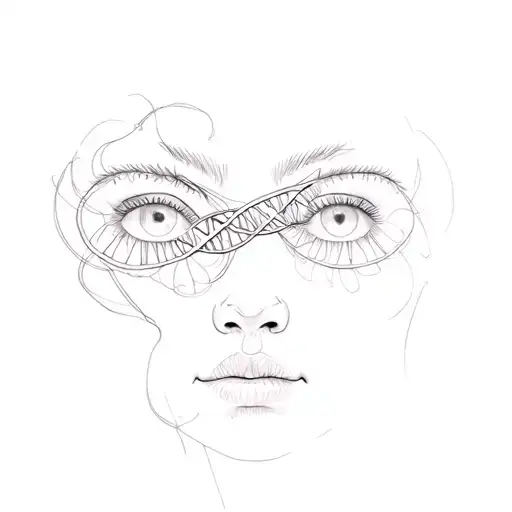 A Dna Strand Morphing Into A Face Surrounded