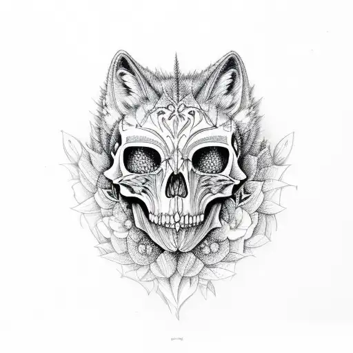 Lavender Belladonna Wolf Skull