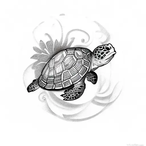 Polynesian Turtle With Flower
