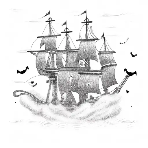 A Pirate Ship Sailing Through A Stormy Cactus