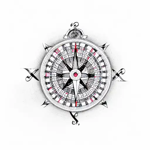 A Casino Chip With A Compass Rose Design
