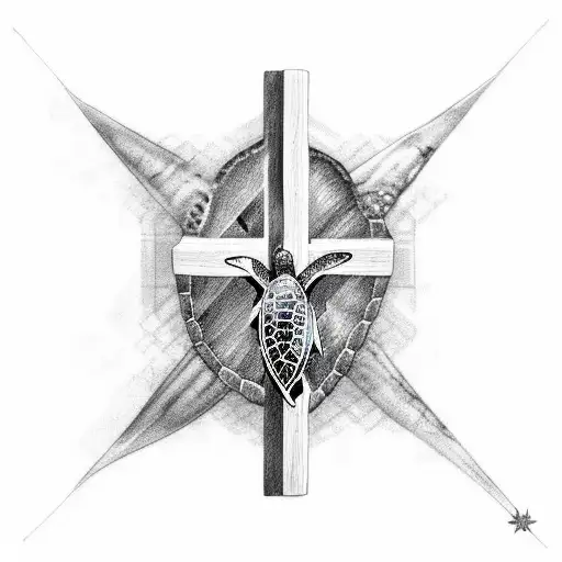 Sea Turtle With Jesus Cross