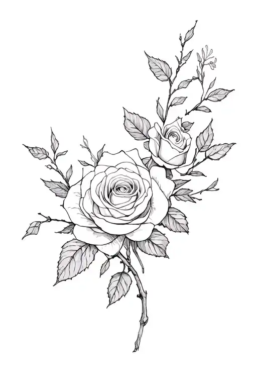 Fine Roses And Branches That Come Hand In Hand And Extend To The Fingers