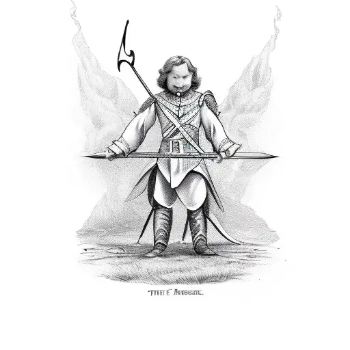 Fire A Bow And Arrow And A Sword Crossed Like The Three Musketeers Logo