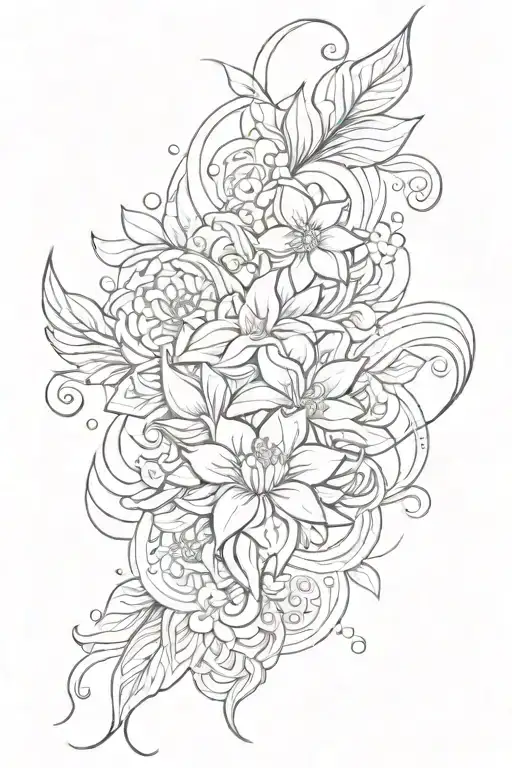 Abstract Neo Tribal With Flowers