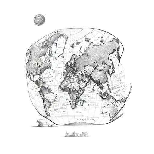 A Sketch-style World Map With A Snake Coiled Around It