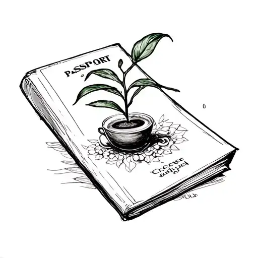 A Sketch Of A Coffee Plant Growing Out Of A Passport