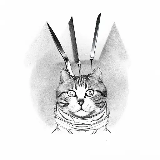 Cat With Knife Stuck In Their Head