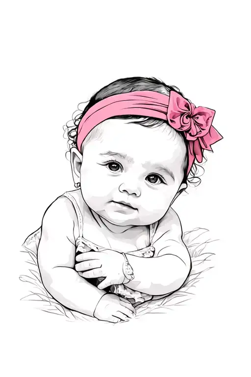 A Baby Girl Wearing A Pink Headband