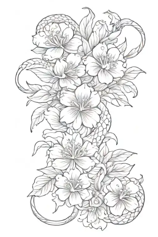 Snake And Cosmos Flower