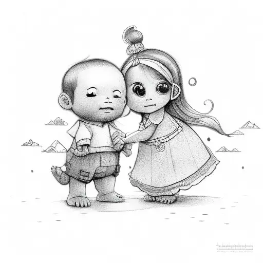 Toddler Girl And Baby Boy