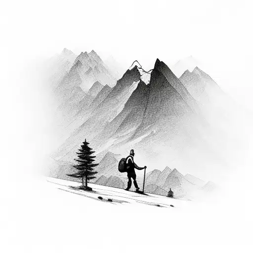 Cross On Hill With Man Looking To Mountain