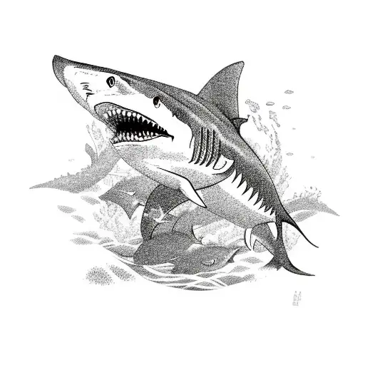 A Shark Swimming Through A Tropical Paradise