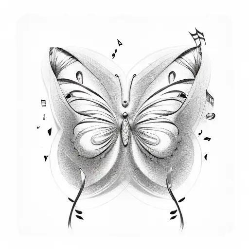 Butterflies With Music Notes