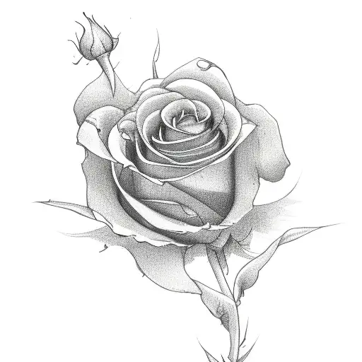 Single Wilting Or Dying Rose With Drooping Petals