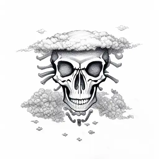 Skeleton With A Grey Cloud Above