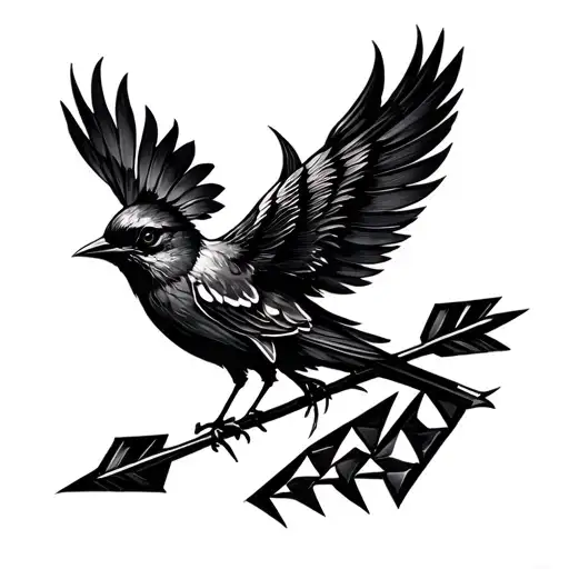 Design A Unique Arrow With Shapes And A Bird Black And White