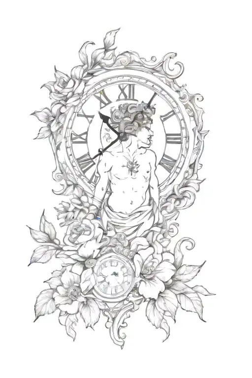Greek God With Flower And Clock Melting