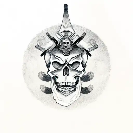 Skull Samurai Red Moon