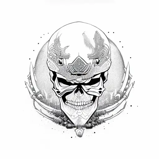 Skull Samurai Red Moon