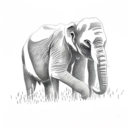 Gorilla Elephant With Tropical Trees In The Background