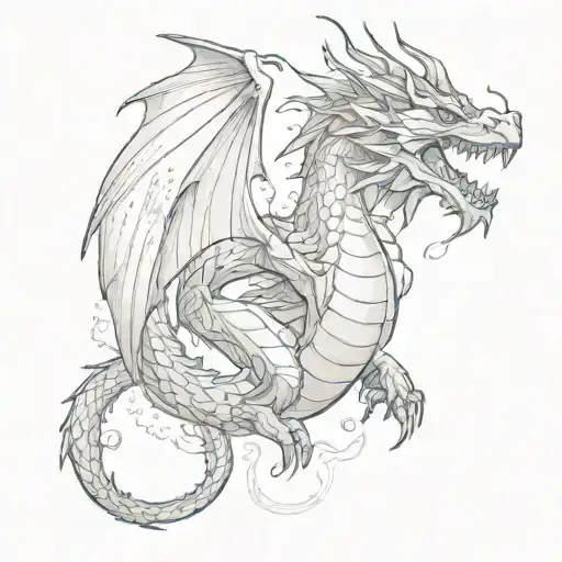 Dragon With Wings And Smoke