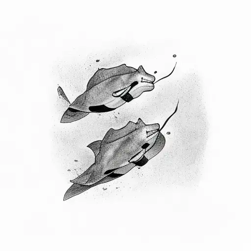 3 Black Small Stingrays Swiming Upwards Your Leg