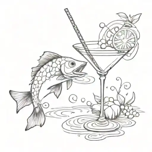 Fishing And Martini Glass
