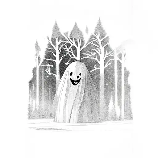 Ghost In Woods With Mirrorball And Rainbow