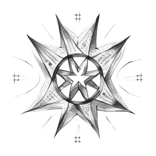 8 Pointed Star With A Crescent Moon Below