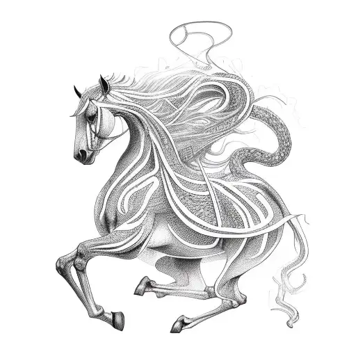 A Majestic Horse Galloping Through A Forest Of Intertwining Snakes