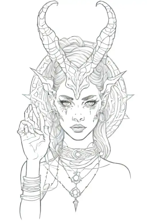 Woman Devil Horns Holding An Female