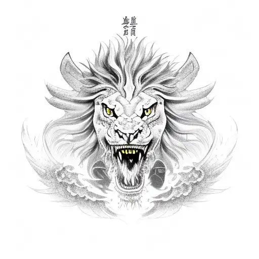 Full Dragon With Lion Head And Angel Wings