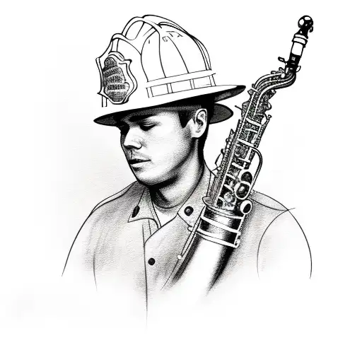 Firefighter With Saxophone