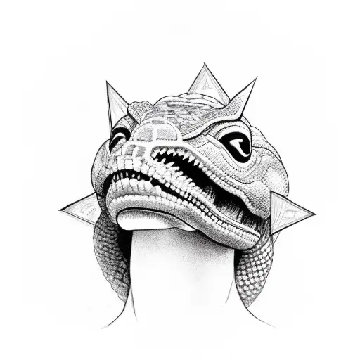 Inside The Triangle Is The Head Of A Girl With A Snake Crawling Out Of Her Mouth