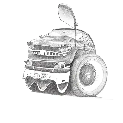 Car With Stickman Behind The Wheel