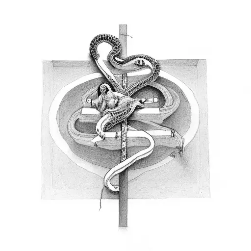 Jesus On Cross With Snake