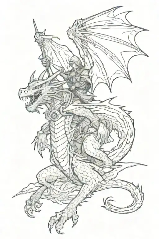 Wizard Fighting Dragon Flying