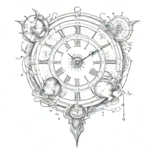 Moon Phase Design Combined With Clock
