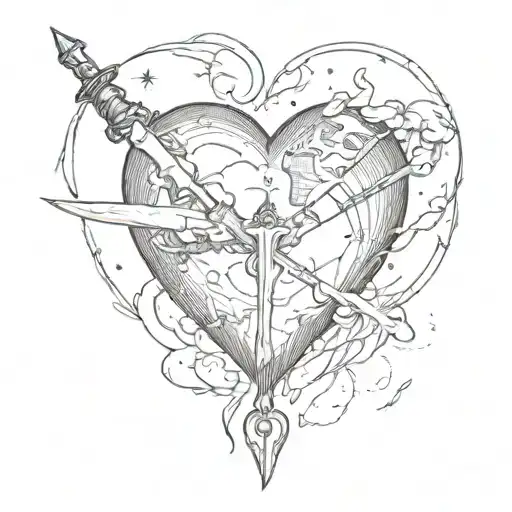 Heart-shaped Planet With A Dagger Stuck In It