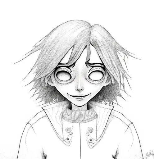 Coraline Lineart Hardcore Emo With Buttons Instead Of Eyes