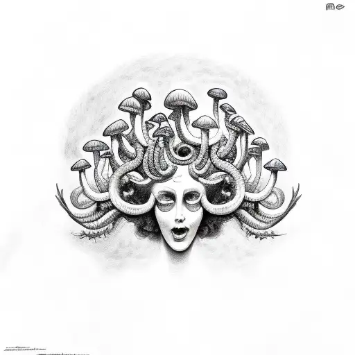 Mblack Medusa With Mushrooms