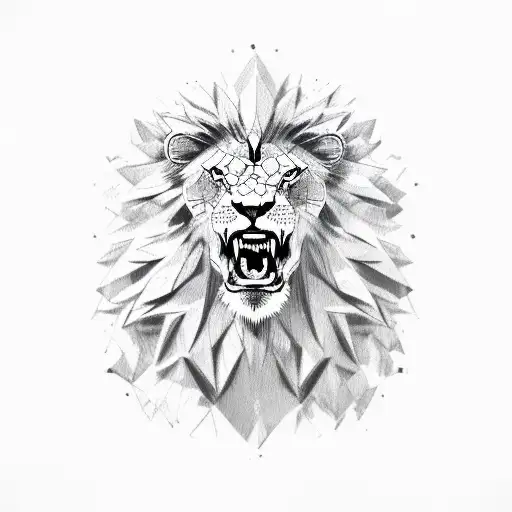 Angry Lion Roaring Lion Face