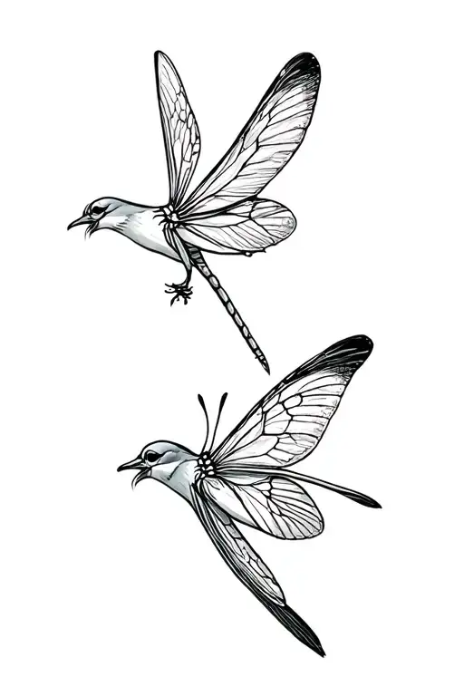 Seagull To Dragonfly And Butterfly