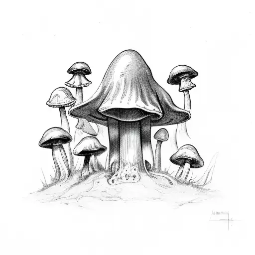 Inkcap Mushrooms Growing Out Of A Raven's Skull