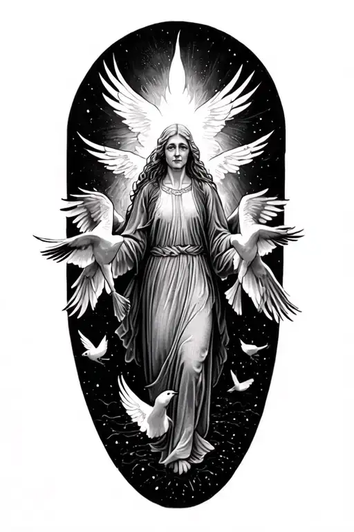 Spirit Of Grandma Going To Heaven Gates Doves Flying