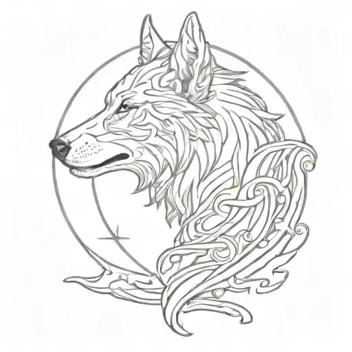 Wolf Crecent Moon Aquarius Zodiac Sign