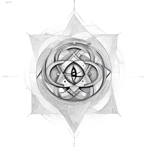 An Abstract Design Merging Mathematical Symbols And Religious Motifs