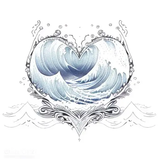Ocean Wave Heart Crown Star